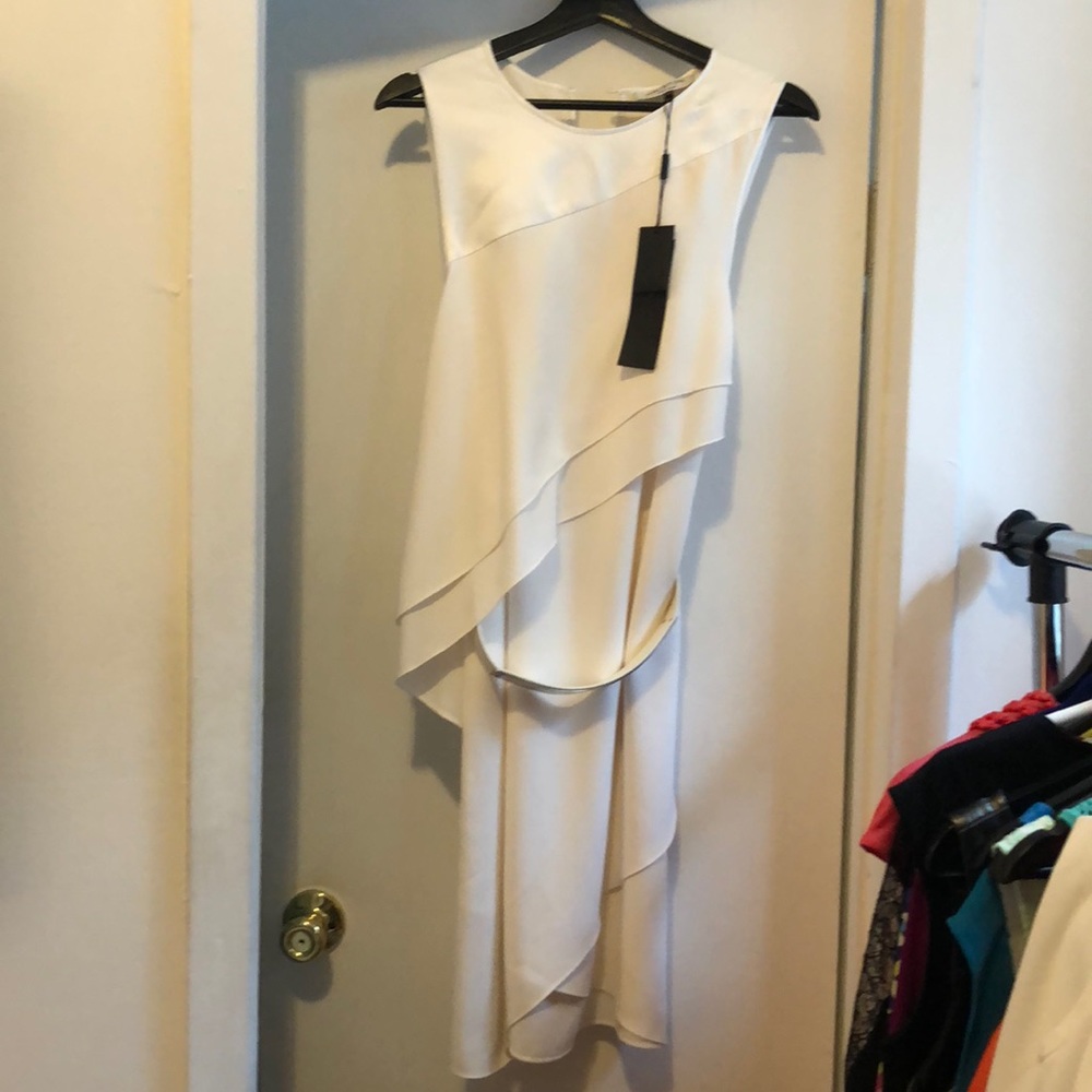 Halston white dress with belt